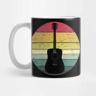 Retro Sunset Guitar Distressed Retro Rainbow Colors Mug